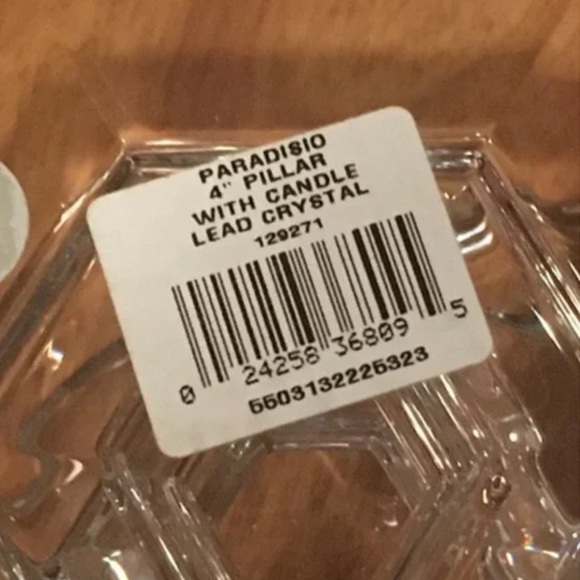 Waterford Paradisio Lead Crystal 4" Pillar Candle Holder & Candle - Picture 9 of 11